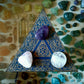 Gouden driehoek set inclusief ametist, rozekwarts en bergkristal