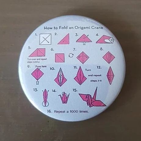 Origami kraanvogel vouwinstructie button